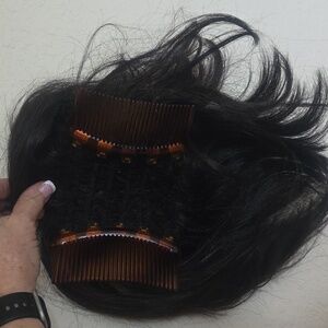 Topper With Built In Combs. Dark Deep Brown